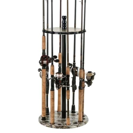 Organized Fishing Organized Fishing CAMRR-015 Round Floor Rack With Metal Posts; Oak CAMRR-015
